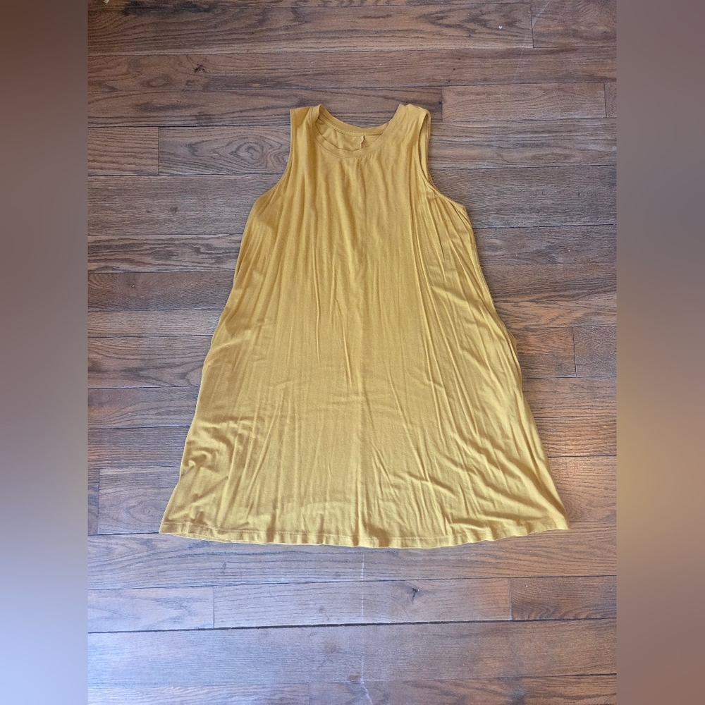 Time and Tru Mustard Yellow Sleeveless Swing Dress